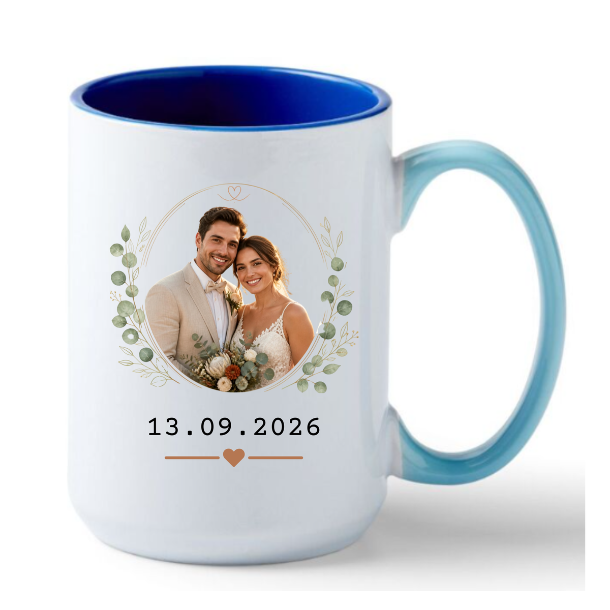 Custom Couple Photo 15oz Pink & Blue Cricut Coffee Mug bundle | Wedding | Anniversary
