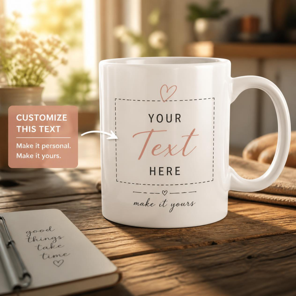 Put your favorite quote, inside joke, or name on a mug