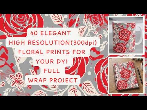 40 Elegant floral prints for your DYI mug wrap projects | digital downloads